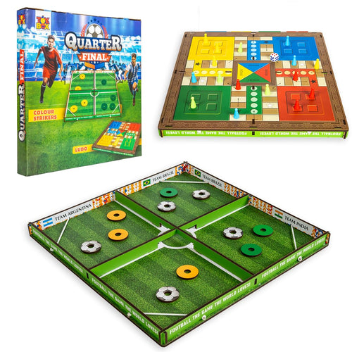 Toy Box by Ratna Quarter Final | 3-in-1 Game Set | Football, Colour Strikers & Ludo