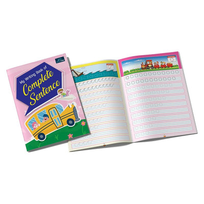 Writing Book For Kids - Set Of 4 Books - Alphabet Capital & Small , Cursive Writing Words(2-5) & Sentences , Cursive Writing Complete Sentences , And My Writing Book Of Complete Sentences