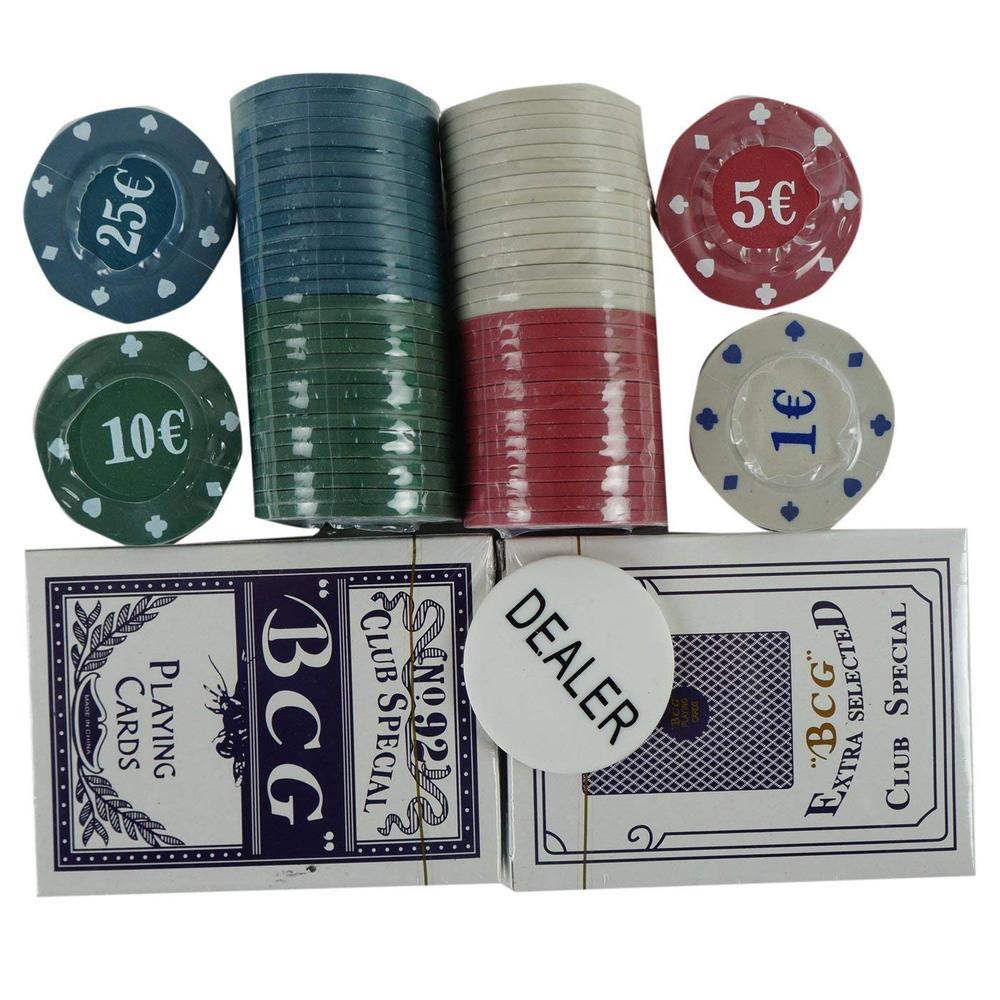 100 Professional Poker Chips with 2 Decks of Cards (Grown Ups)