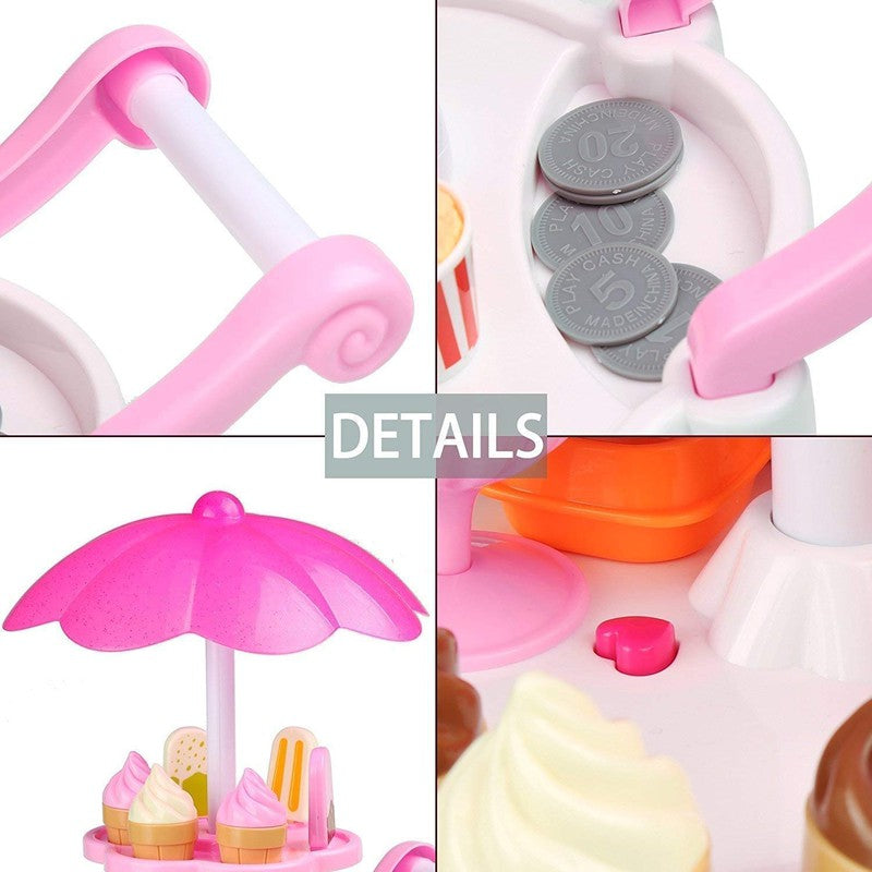 Battery Operated Luxury Sweet Shopping Ice Cream Trolley Pretend Role Play (Multicolour)