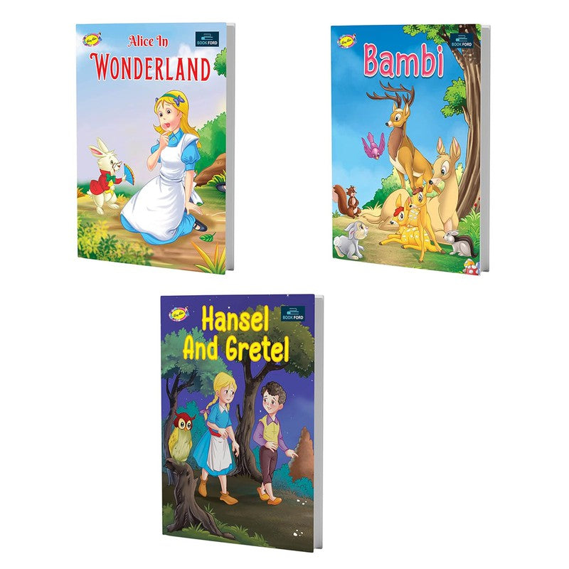 Fairy Tales for Kids (Set of 3) - Alice In Wonderland, Bambi, and Hansel and Gretel