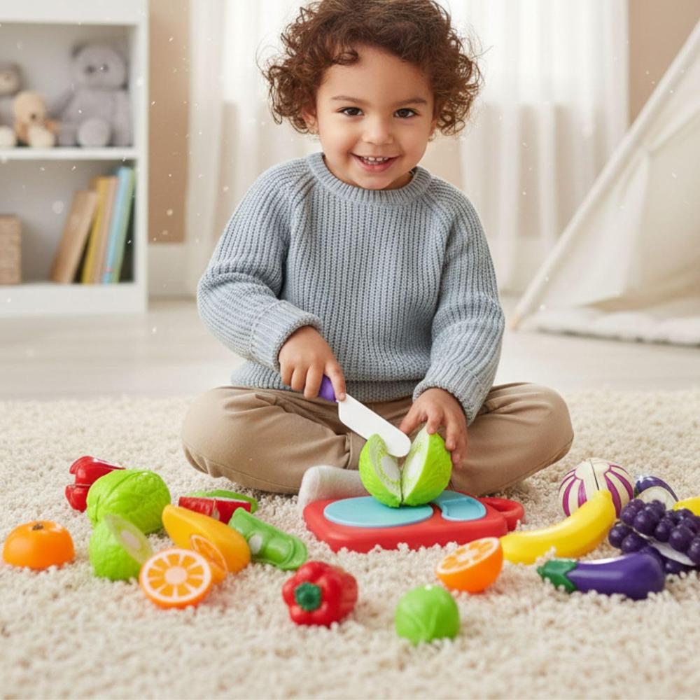 FunBlast Fruits & Vegetables Play Set for Kids | Sliceable Pretend Play Food Toys (11 Pieces)