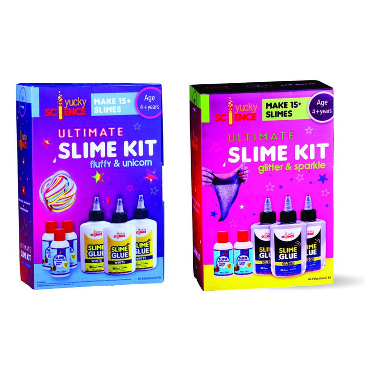 41 Pieces DIY Ultimate Slime Making Kit for kids | Combo Pack of 2 - Glitter & Sparkle. Unicorn & Fluffy