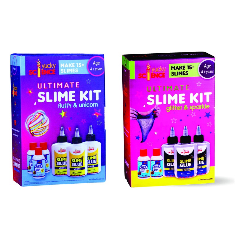 41 Pieces DIY Ultimate Slime Making Kit for kids | Combo Pack of 2 - Glitter & Sparkle. Unicorn & Fluffy