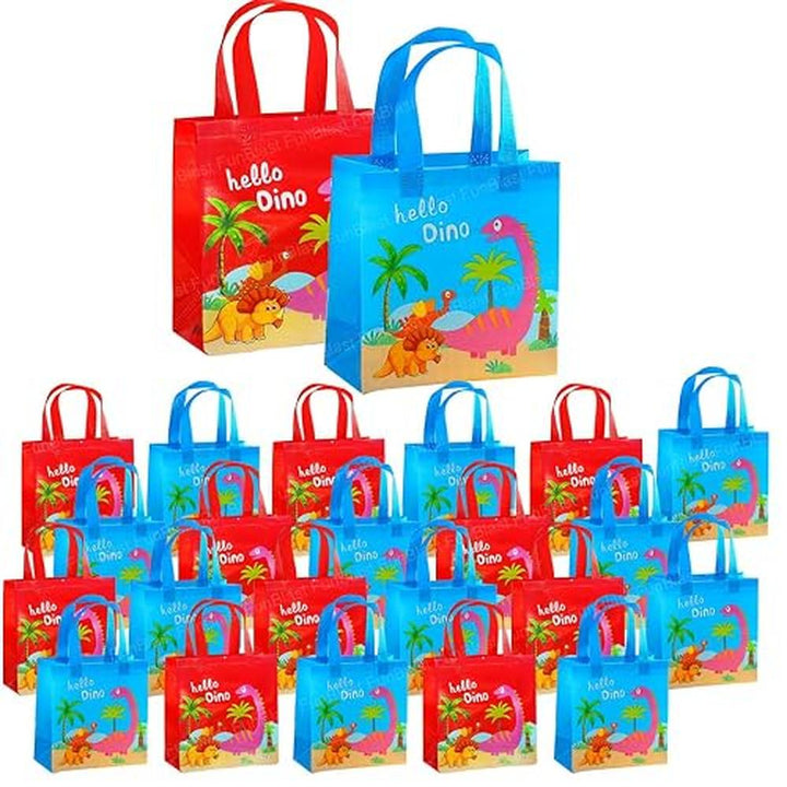 FunBlast Dinosaur Gifting Bags for Return Gifts | Pack of 12 Reusable Non-Woven Drawstring Bags