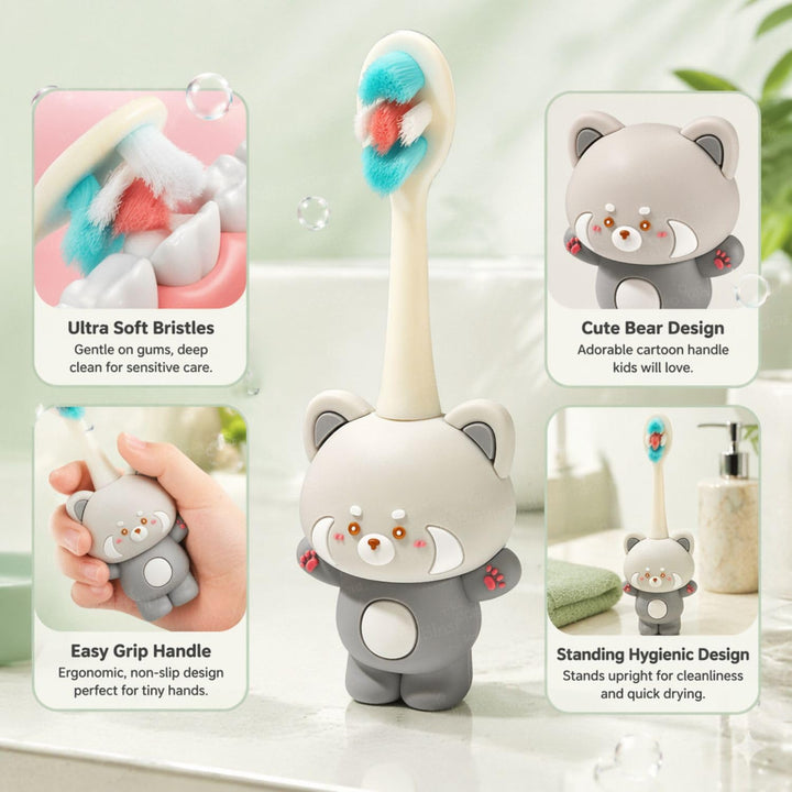 FunBlast Fox Kids Toothbrush | Extra Soft Microfiber Bristles Cartoon Animal Manual Toothbrush for Kids
