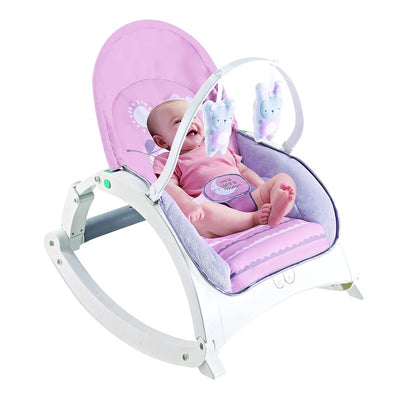 Newborn to Toddler Rock N Play Baby Rocker with Soothing Music and Vibration | Adjustable Backrest, Recline Feature, Detachable Toy Bar (Pink)