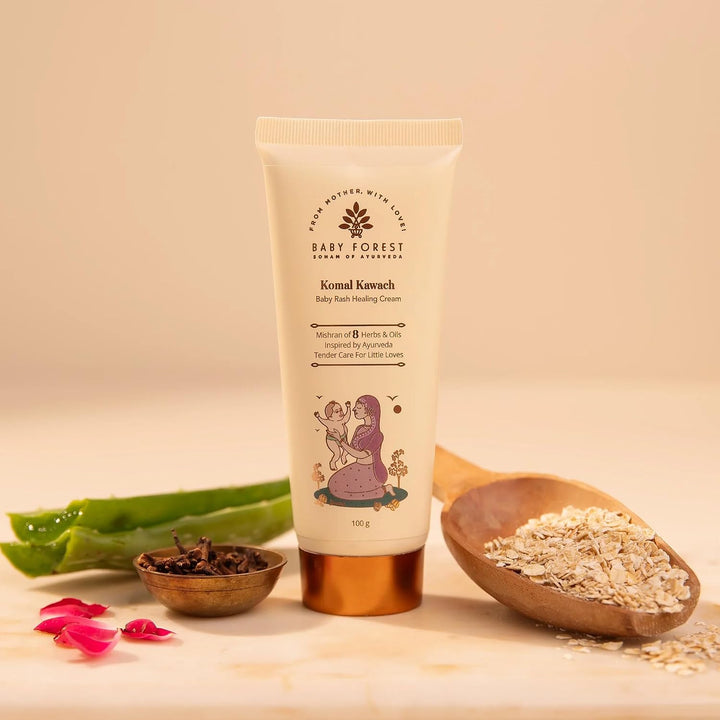 Baby Forest Komal Kawach - Baby Rash Healing Cream | 8 Herbs and Oils | 100 g