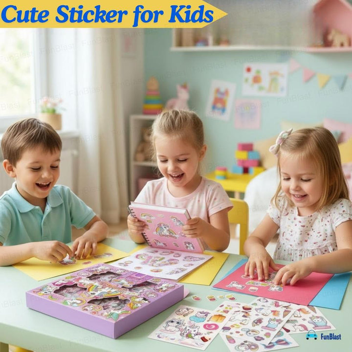 FunBlast Unicorn Theme PET Stickers | 100 Sheets | 500+ Kawaii Japanese Style Self Adhesive Stickers