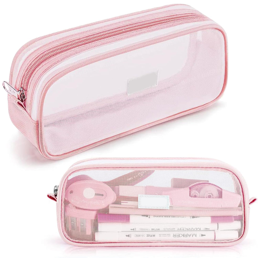 FunBlast Transparent Pencil Case | Large Capacity Clear Pouch with Zipper Closure | Portable Makeup & Stationery Bag