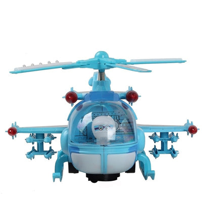 Battery Operated Rotating Musical Helicopter Bump and Go Action Aeroplane Toy