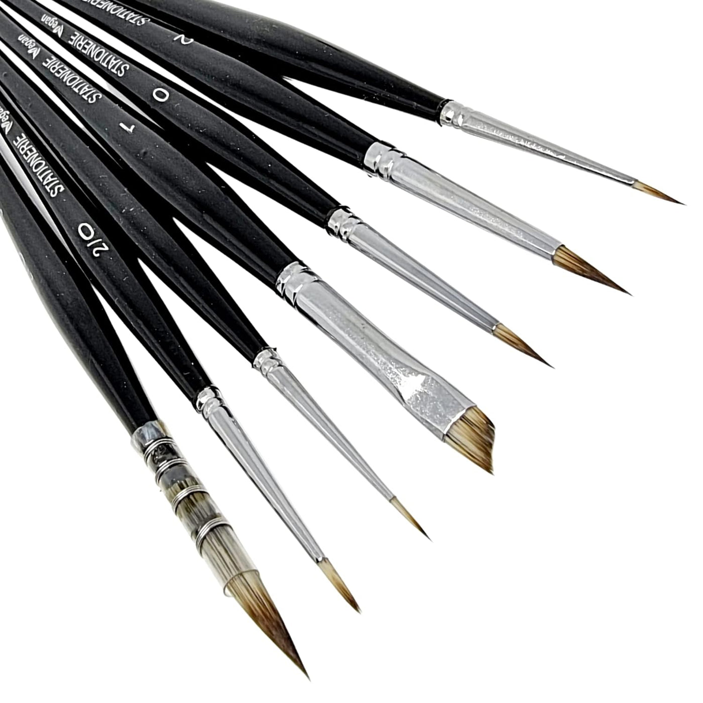 Set of 7 Brushes | Artists Premium Synthetic Round Shape Mini Spotter Shorter,Tighter Hair and Less Flex Brass Ferrule Miniature Liner for Accurate Detailing and Lines Artwork