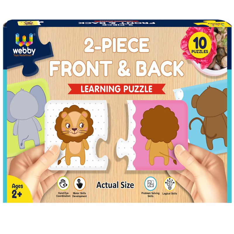 Front Back 2 Pieces Learning Pack Jigsaw Puzzle, Montessori Early Educational Pre School Puzzle Toys for 2+ Years Kid