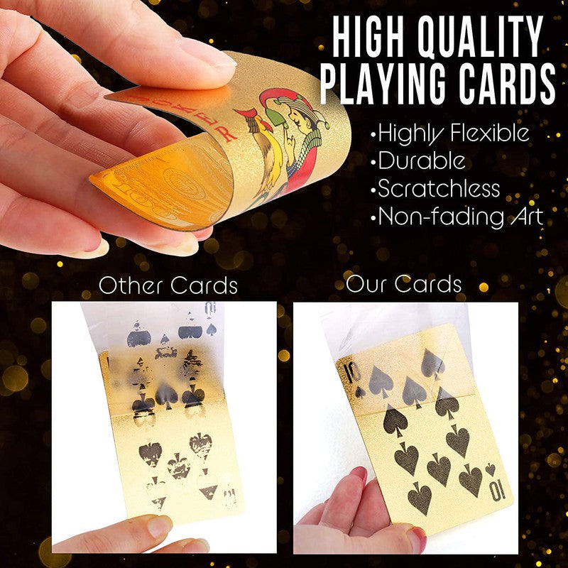 Luxury Gold Deck of Waterproof Washable Poker Cards Use for Party Game - 2pcs