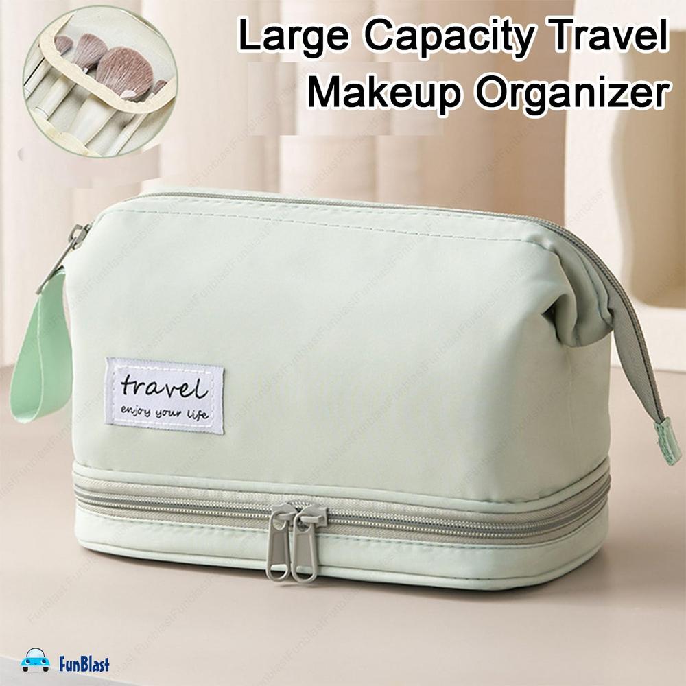 FunBlast Makeup Bag | Large Capacity Portable Cosmetic Organizer & Travel Toiletry Bag with Handle | Sea Green