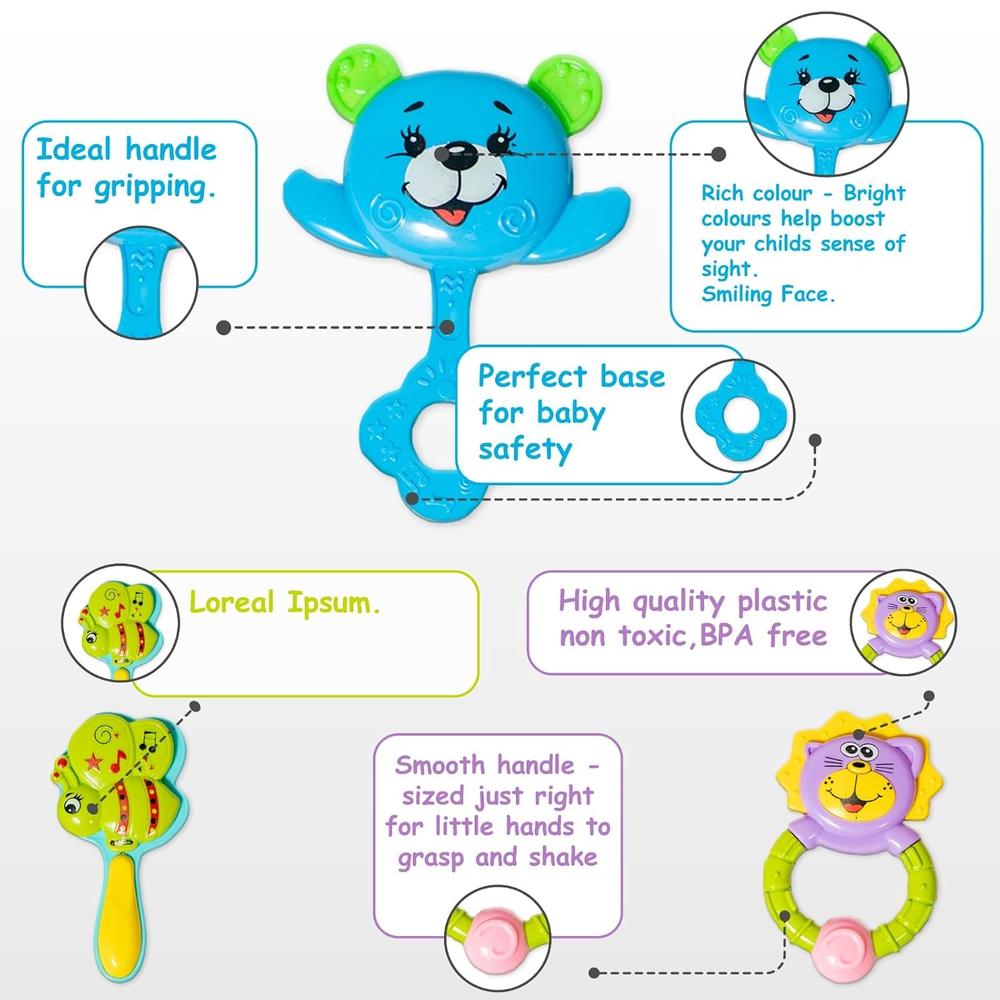 Ratna's Munchkin Rattle Set of 6 Attractive Rattles