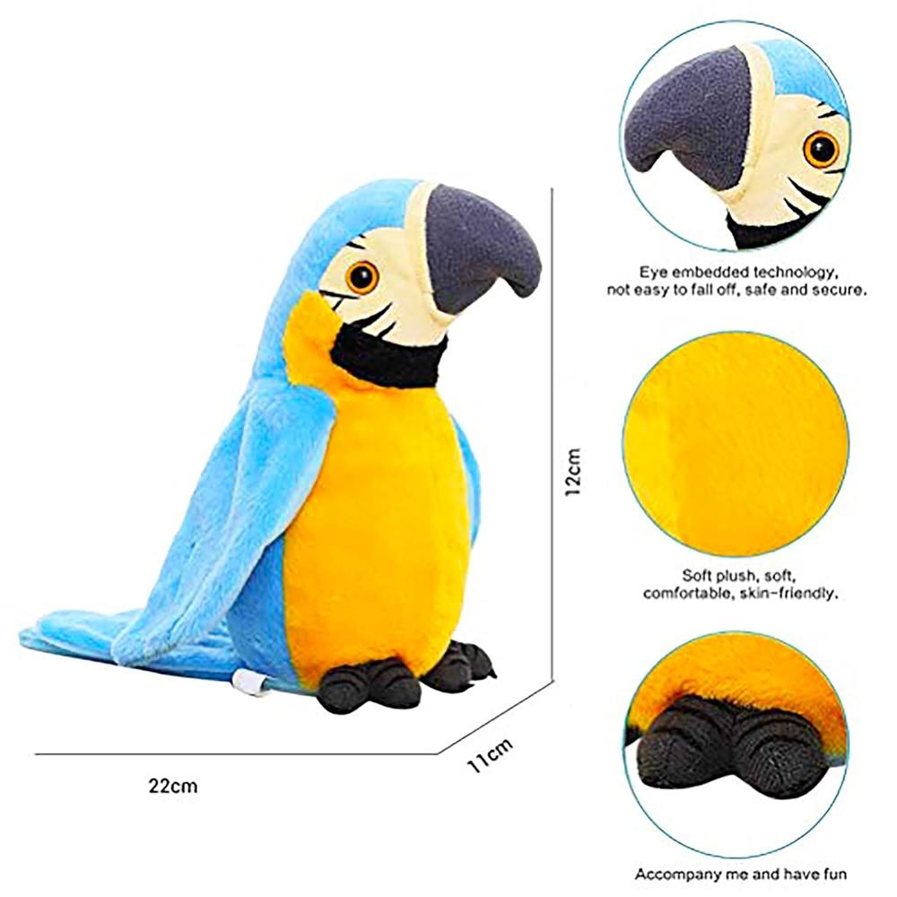 BIG FUN Toys Talking Parrot Toy for Kids – Repeats What You Say | Funny Learning Plush Toy