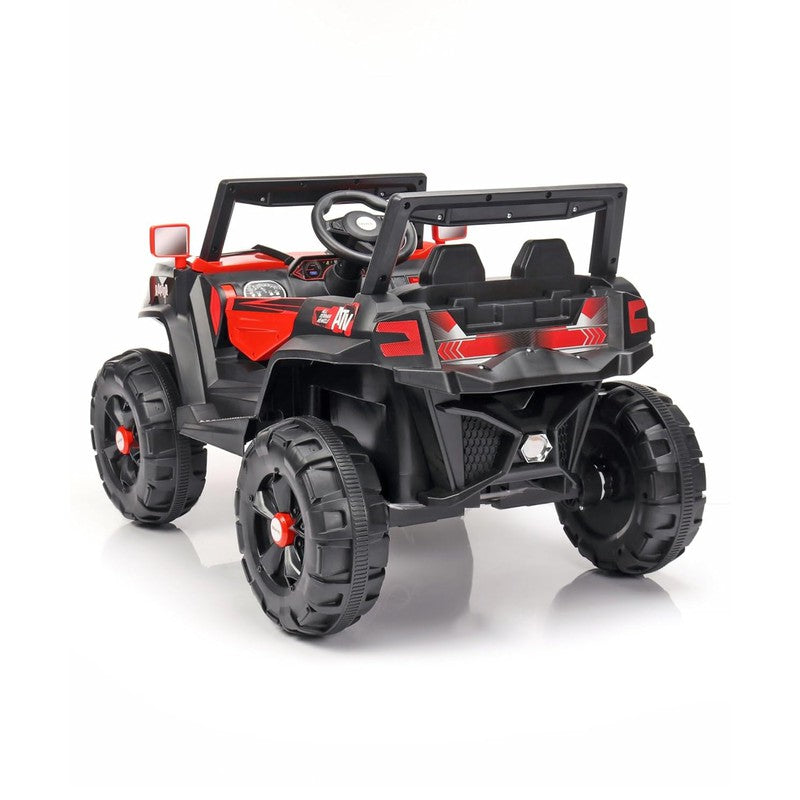 Red Driving Jeep Ride on | Remote + Mobile App Control & Manual Steering Drive Car | Bluetooth Music Player | Loading Capacity of 50 Kg | COD Not Available