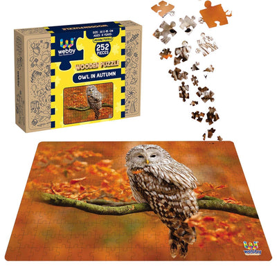 Owl in Autumn Wooden Jigsaw Puzzle, 252 pieces