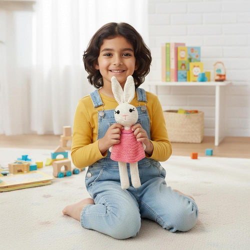 Little Ginnie Bunny Crochet Soft Toy | Handmade & Washable Crochet Doll