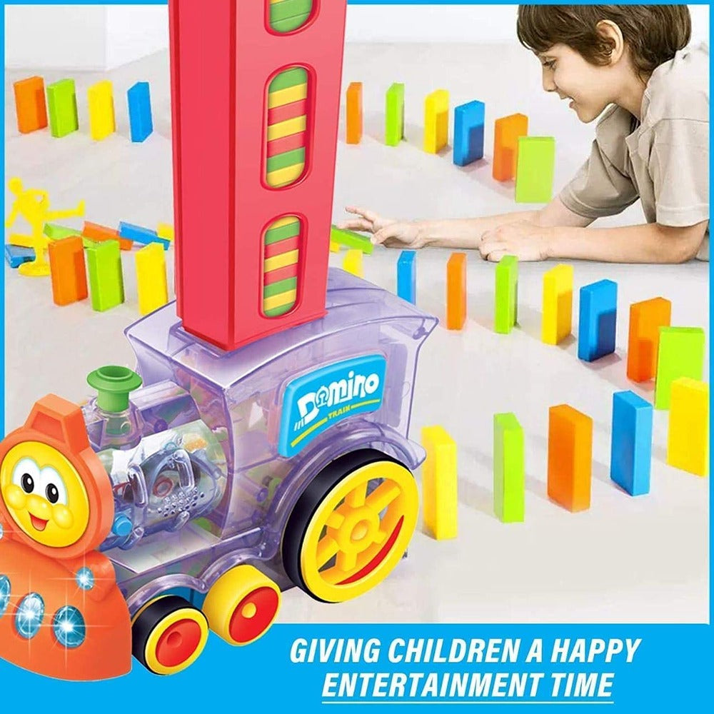 60 Pcs Domino Rally Train Toy Set with Lights and Sounds