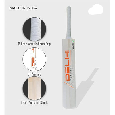 Jaspo Delhi Tigers Scoop Poplar Willow Full Size Cricket Bat (Wood) with Soft T-20 ball | 15+ Years