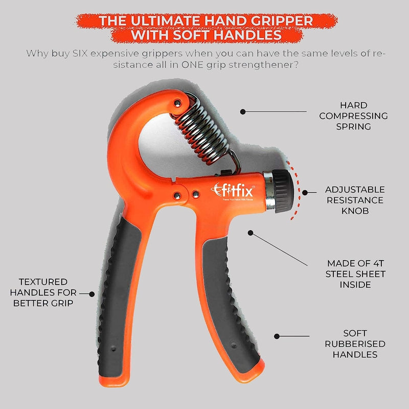 Fitfix Adjustable Hand Grip Strengthener | Equipment for Forearm Exercise