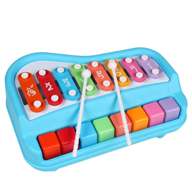 2 in 1 Colorful Plastic 8 Tone Xylophone Piano (Multi Color)