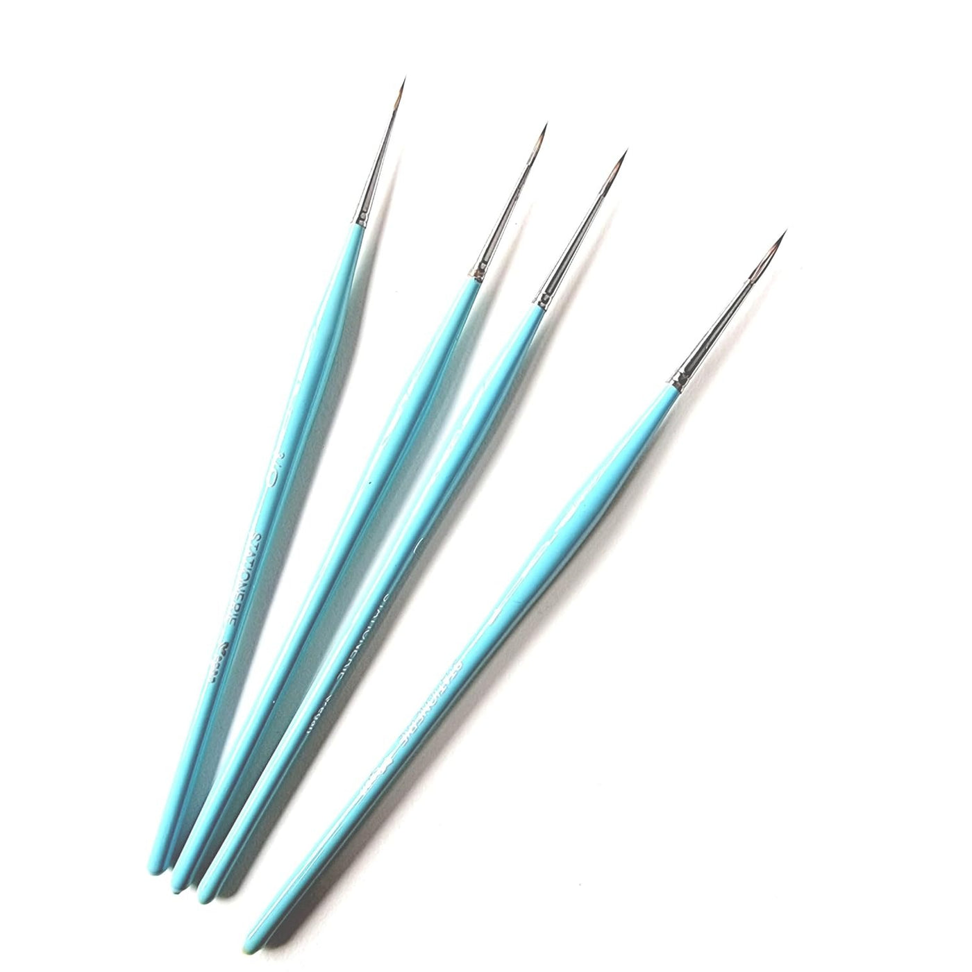 Set of 4 Paint Brushes | Short Bristle Liner | ICY Blue