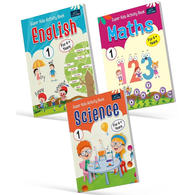 Super Kids Activity Book for Kids ( Set of 3 ) - Maths, Science and English