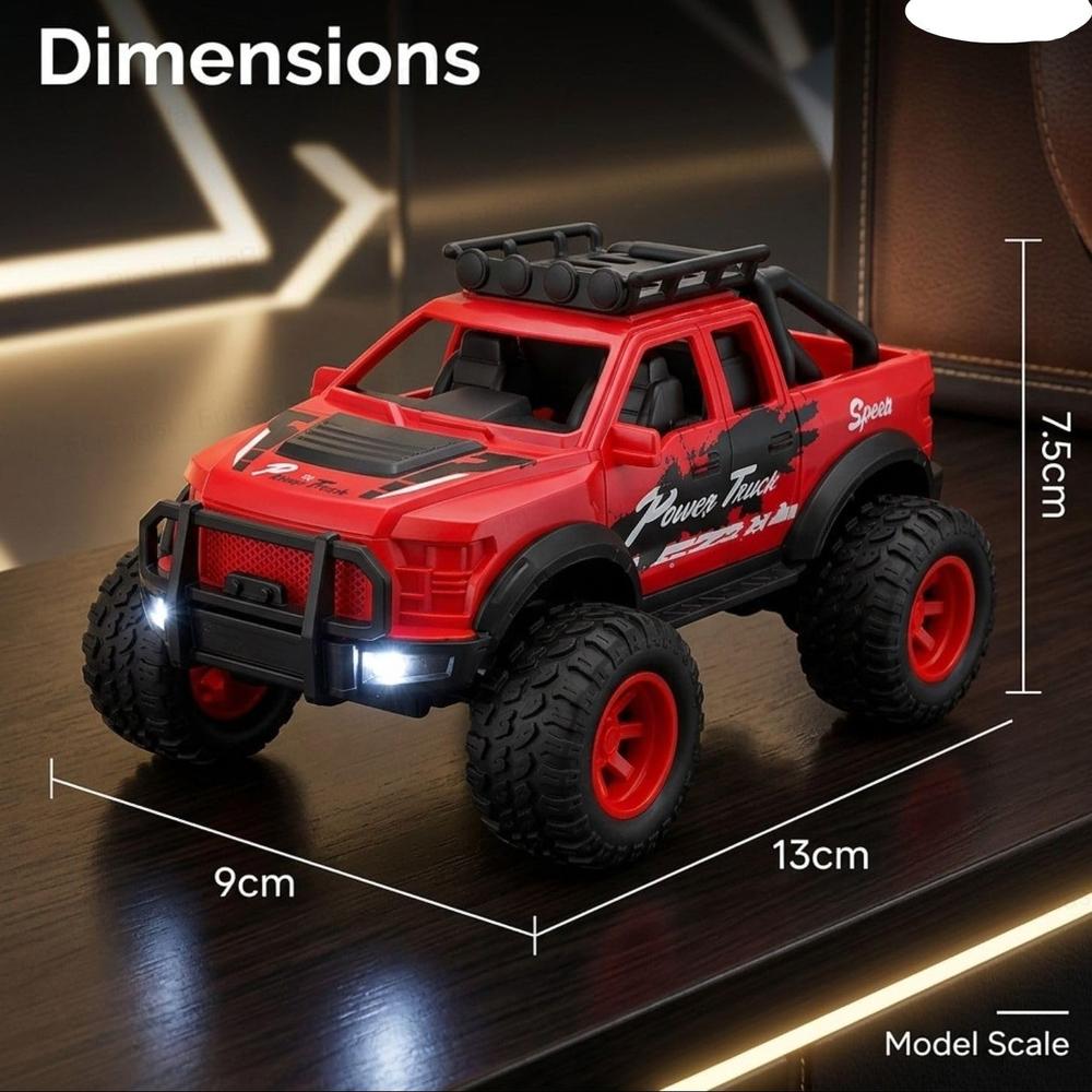 FunBlast Off-Road Toy Cars for Kids | Mini Pull-Back Monster Trucks with Big Wheels- Red