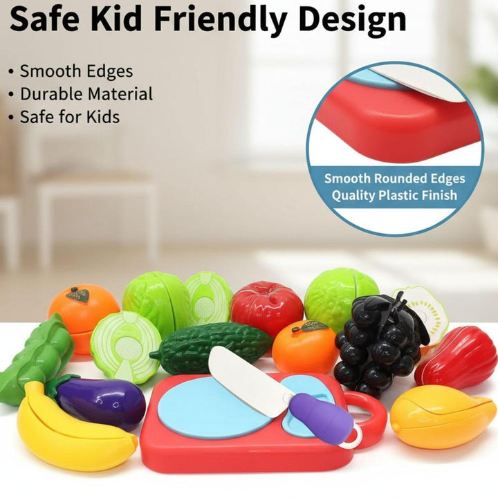 FunBlast Fruits & Vegetables Play Set for Kids | Sliceable Pretend Play Food Toys (11 Pieces)