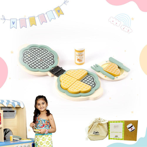 Little Ginnie Wooden Waffle Maker Pretend Playset | 2-5 Years