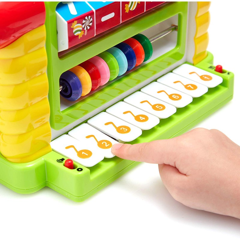 Musical Baby House With Shape Sorters,Musical Piano,Counting Beads,Blocks Activity Cube