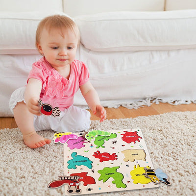 Wooden Insects Montessori Educational Pre-School Puzzle Board Toy