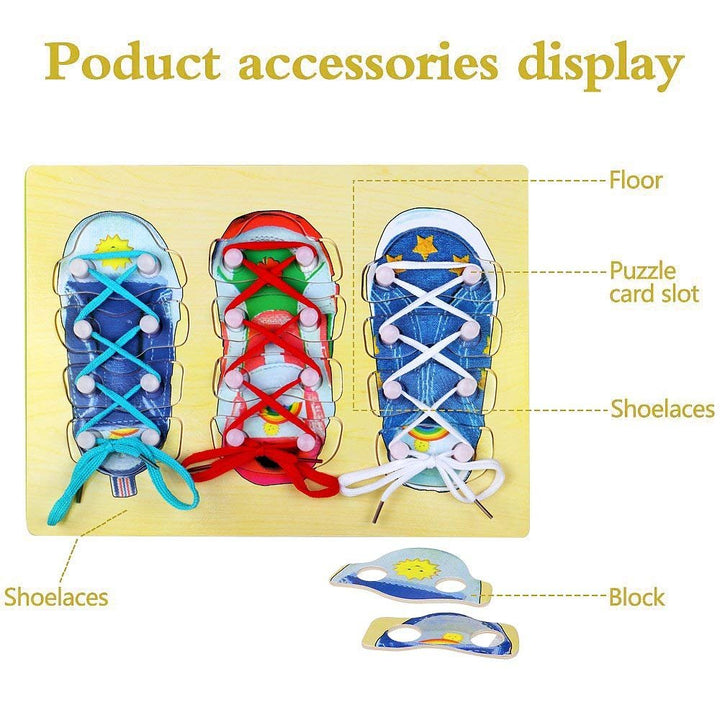 FunBlast Wooden Shoe Lace Tying Board | Learn to Tie Shoelaces Educational Toy for Kids
