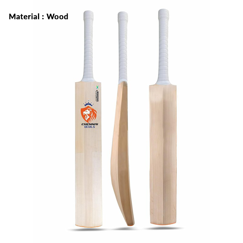 Jaspo Chennai Devils Club Craze Kashmir Willow Cricket Bat Short Handle (Wood) | Full Size (Grade 1) | 12+ Years