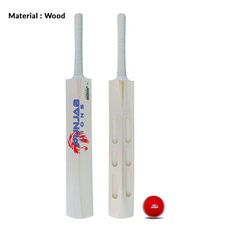 Jaspo Punjab Lions Scoop Bat Poplar Willow Cricket Bat (Wood) | Full Size - 35 Inches with Soft T-20 ball | 12+ Years