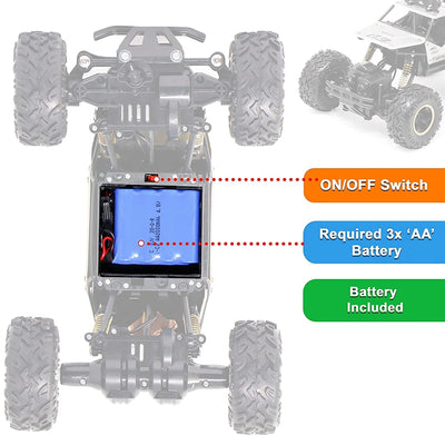 Remote Control Rock Crawler High Speed Monster Racing Car (Scale 1:16) - Silver