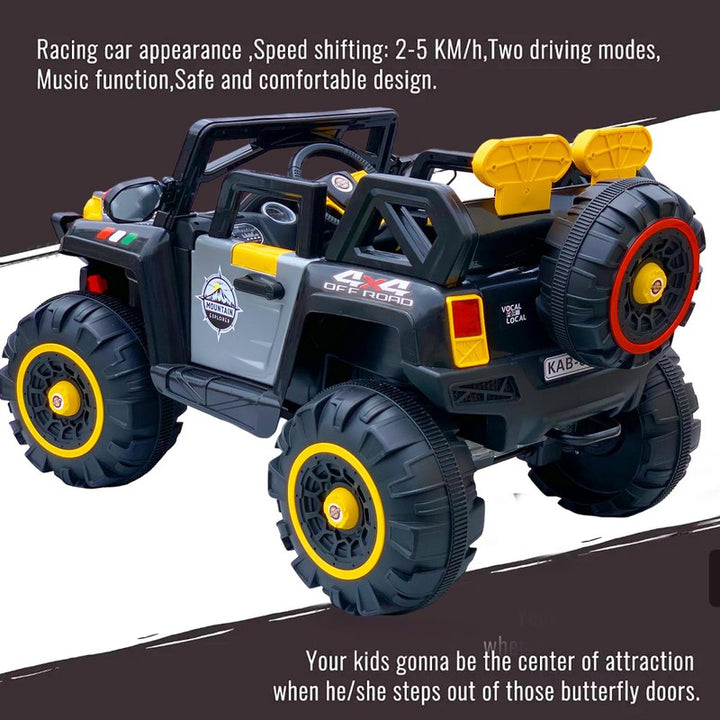 4x4 Battery Operated Electric Ride On Jeep | Motor for Steering | Remote Control | Grey/Yellow | COD Not Available