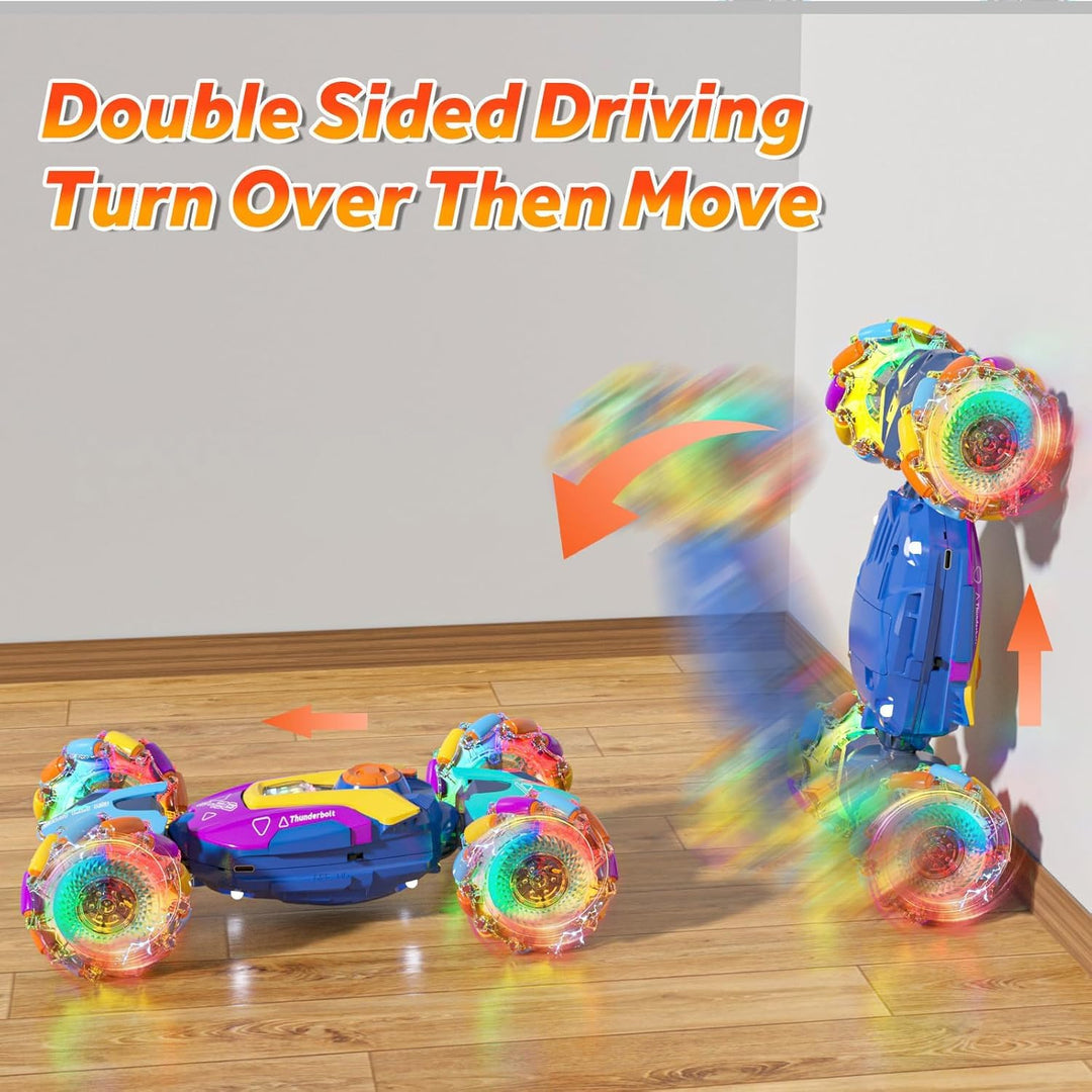 Xuda Toys RC Torsion Stunt Car with Spray, LED Lights & Music | Dual Remote Control Car