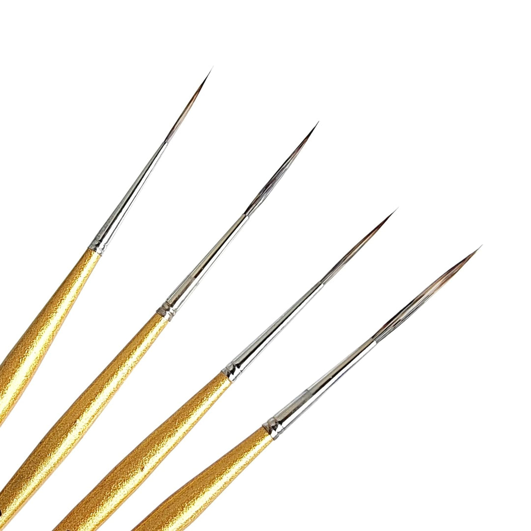 Set of 4 Handmade Long Bristle Liner Brush | Gold