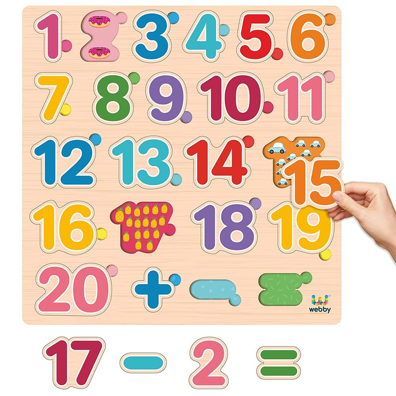 Wooden Numbers Counting Montessori Educational Pre-School Puzzle Board Toy