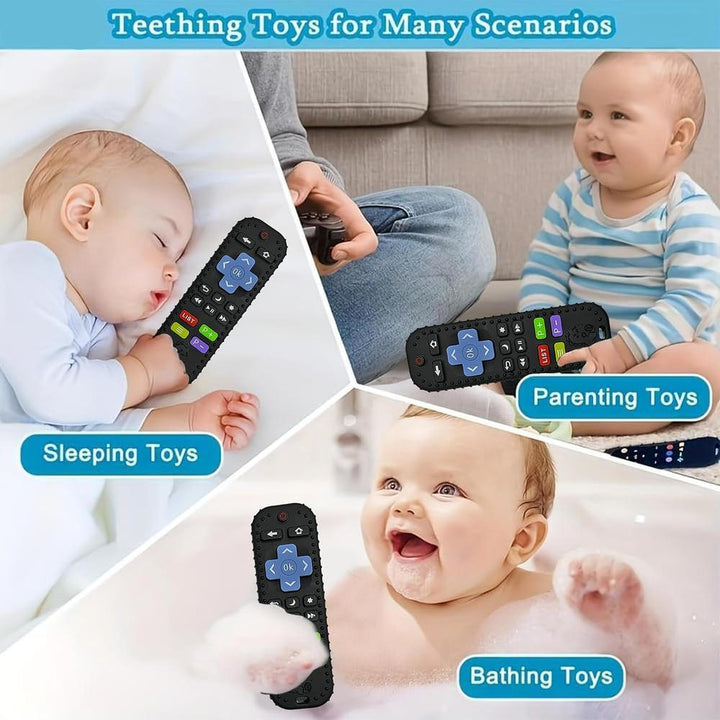 FunBlast Silicone Remote Teether for Babies – Black | Soft Chew Toy for Teething & Biting Skill Development