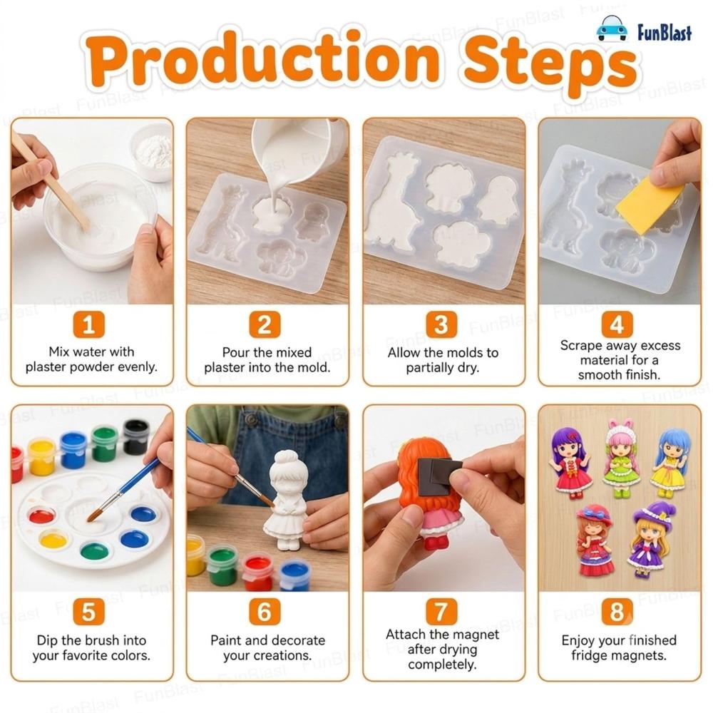 FunBlast DIY Mould & Paint Craft Kit | Paint Your Own Plaster Figurine Art Set