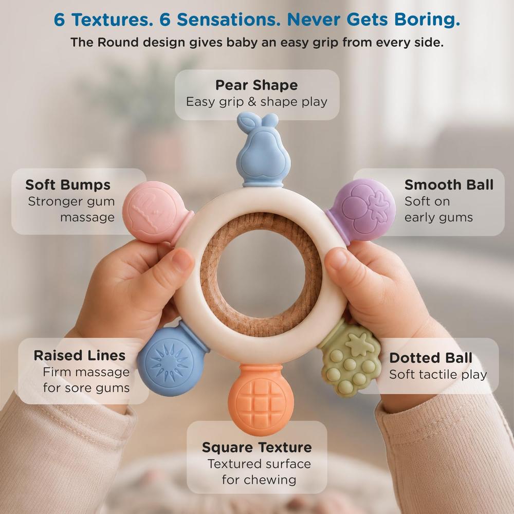 Mee Mee Fruity Bite Silicone Baby Teether | Multi-Textured Silicone Teether | Freezer & Sterilizer Safe