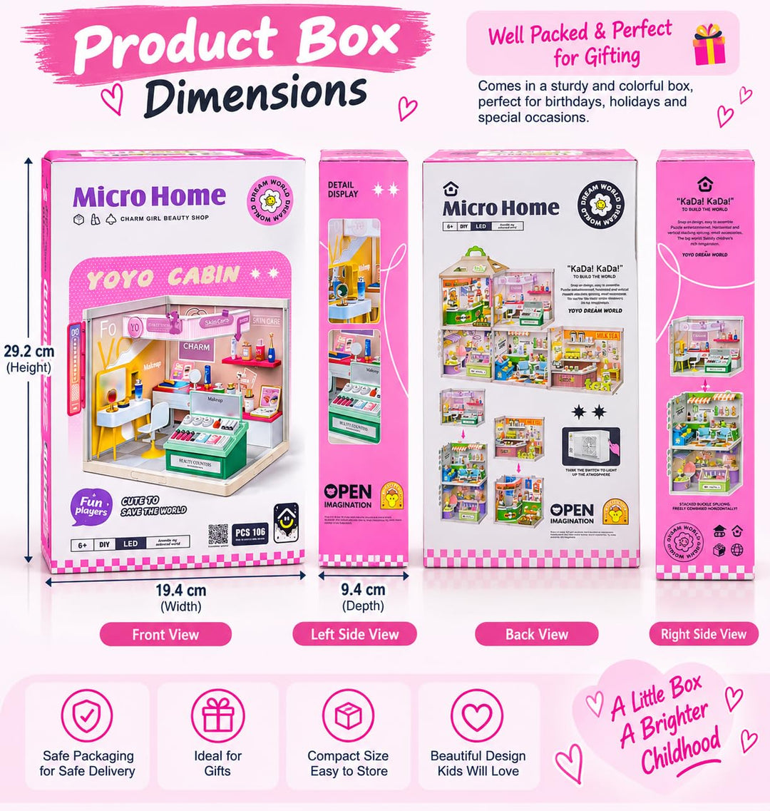 Dream World Micro Home Yoyo Cabin Beauty Shop - DIY Dollhouse | 106 Pieces