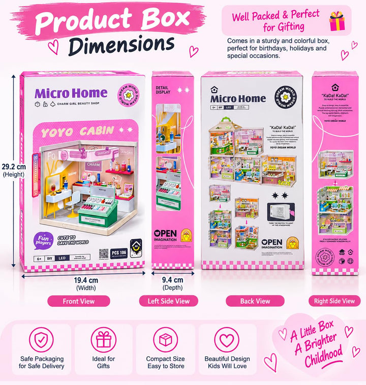 Dream World Micro Home Yoyo Cabin Beauty Shop - DIY Dollhouse | 106 Pieces