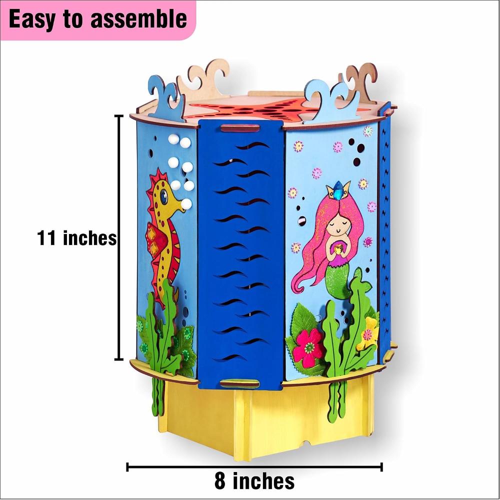 Happy Kidz Make Your Own Lantern DIY Craft Kit | Ocean Theme Wooden Lantern Making Set | Paint, Decorate & Assemble Activity for Kids