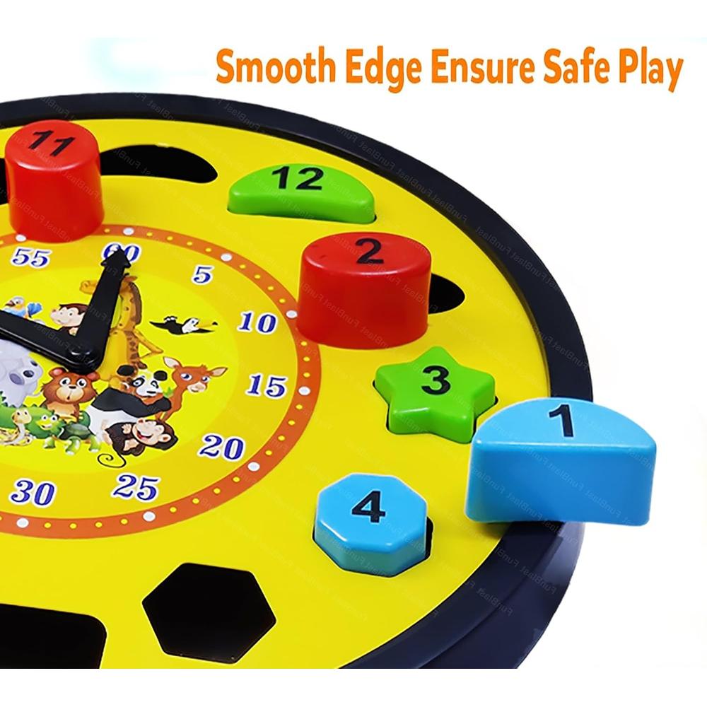 FunBlast Learning Clock Puzzle Toy for Kids | Time, Shape & Number Learning Jigsaw Toy